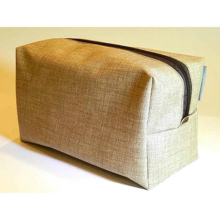 Canvas and Waxed Cotton Travel Bag - Wash Bag/Toilet Bag/Duffel Bag for Shampoo, Cosmetics, Toothbrush, Deodorant - BEIGE