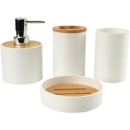 Набір аксесуарів для ванної кімнати на 4 предмети: дозатор для мила, тримач для зубних щіток, зелений