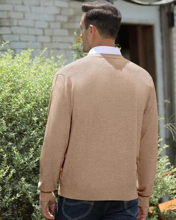 Чоловічий кардиган Kaspin з вовняної суміші, V-подібний виріз, ґудзики та кишені (колір кава, розмір S)