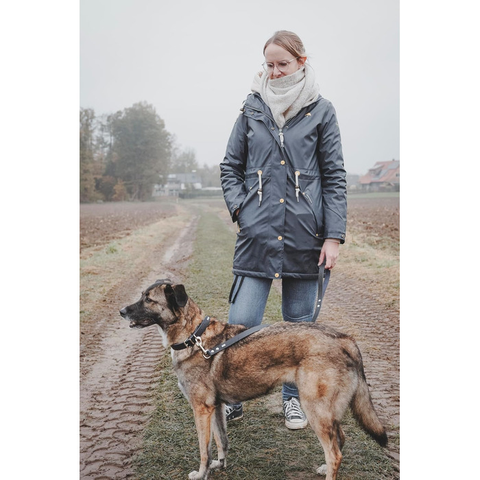 Нашийник для собак HUNTER Grenada з натуральної шкіри, темно-синій, ручної роботи, для тренувань та повсякденного використання, міцний, комфортний, елегантний дизайн, розмір 39-48 см