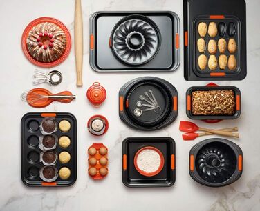 Форма для мадлен Le Creuset, антипригарна, на 12 шт., стійка до закваски, вуглецева сталь, антрацит/помаранчева