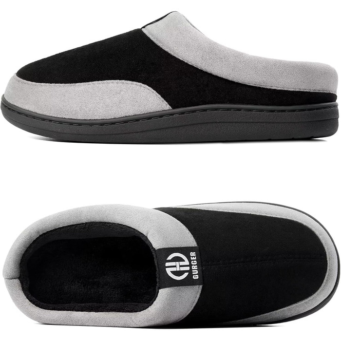 Чоловічі халапи з піною Memory Foam, антиковзкі тапочки для дому та вулиці, розмір 40-51, 44/45 EU, чорний