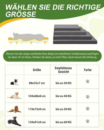 Ортопедичний лежак для собак великих порід 119x73 см, знімний чохол з екошкіри, м'який лежак-матрац для собак, сірий (L119xB73xH9 см)