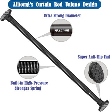 Штанга для штор у ванну/спальню, телескопічна, без свердління, 85-195 см, діаметр 32 мм, біла