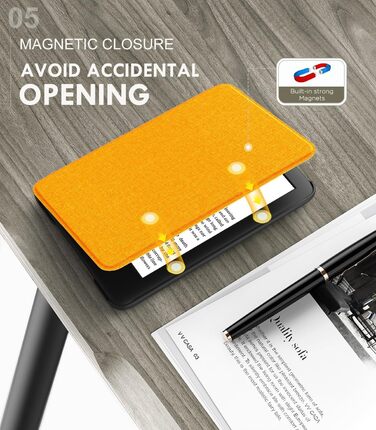 Чохол для Kindle 11 (2024/2022) MoKo, Оранжевий Denim, з авто-вимиканням, Smart Cover для Kindle 11-го покоління