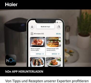 Фритюрниця Haier з LED-дисплеєм, 6 програм, 5л, 1500W, без олії, для 4 осіб, HAF5P