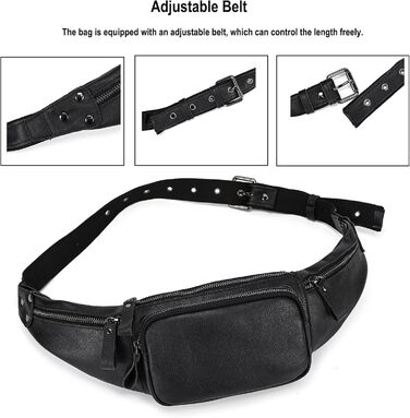 Чоловіча сумка на пояс з натуральної шкіри LUUFAN, чорна (1030)