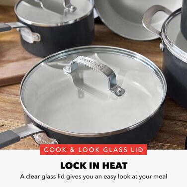 Набір посуду GreenPan x Bobby Flay 13 предметів: професійне алюмінієве покриття Ceramic Non-Stick, індукційне дно, силіконові ручки, безпечний для здоров'я, сумісний з плитою та духовкою