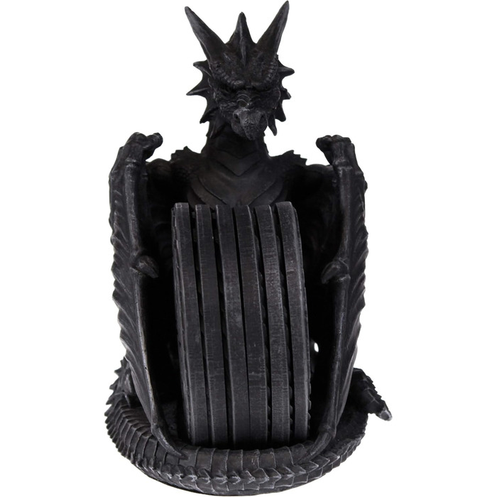 Nemesis Now Dragons Lair Coaster Set, 16.5 cm, Black