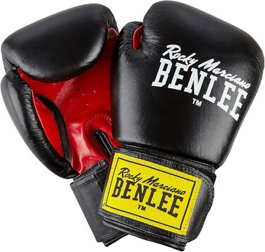 Боксерські рукавички BenLee з натуральної шкіри Fighter (Чорні, 14 oz) + Боксерські бандажі Rocky Marciano