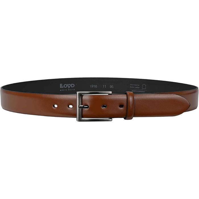Чоловічий шкіряний ремінь Lloyd з пряжкою Dorn, колір Cognac, ширина 35 мм, довжина 105 см