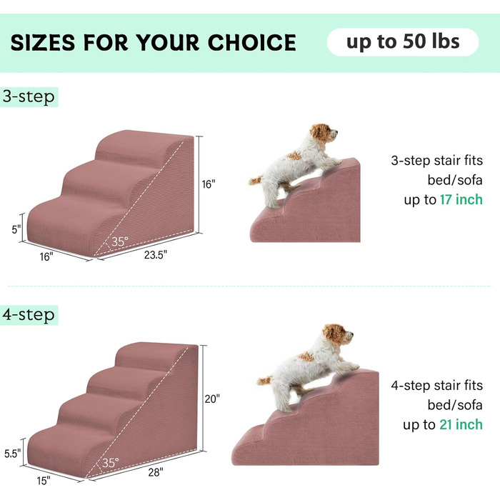 Сходинка для собак Mesa Lemon: 4 сходинки, антиковзка, знімна, для маленьких собак, підходить для дому та авто