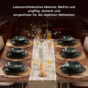 Сервіз Joyfair на 6 осіб, 24 предмети, кераміка, реактивний Tundra Green