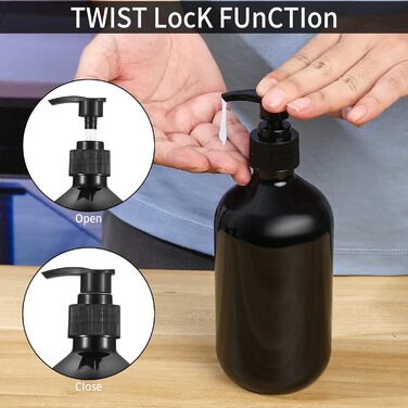 4 шт. Наповнювані порожні флакони для шампуню, 500 мл, дозатори для мила, шампуню, кондиціонера, гелю для душу, наклейки (чорний)