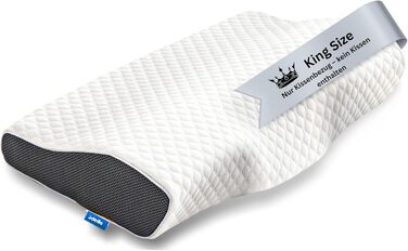 Ортопедична подушка для шиї та голови Derila з Memory Foam, оригінальна. Ергономічна підтримка шиї для тих, хто спить на боці, на спині та на животі (1 шт., King Size, 34x60 см)