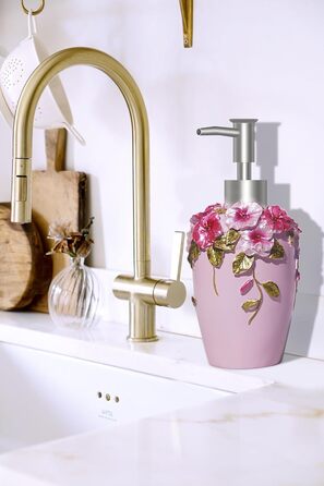 LUANT Bathroom Accessories Set, 5-Piece Bathroom Gift Set with Soap Dispenser, Pump, Toothbrush Holder, Cup, and Soap Dish, Durable Bathroom Set Decoration Ideas (Light Pink Color)