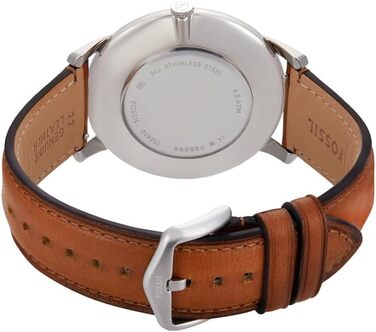 Годинник Fossil для чоловіків The Minimalist 3H, кварцовий механізм, 44 мм, срібна сталева коробка та шкіряний ремінь, FS5439 (Olivgrün)