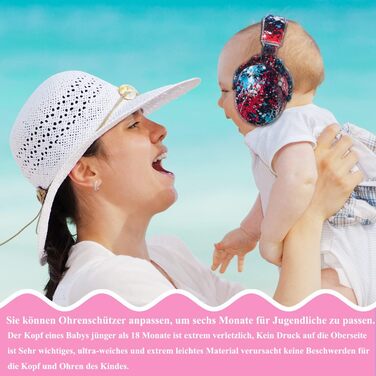 Навушники для захисту вух Kinder: регульовані навушники шумоізоляції для дітей, для концертів, SNR 28dB, рожевий колір