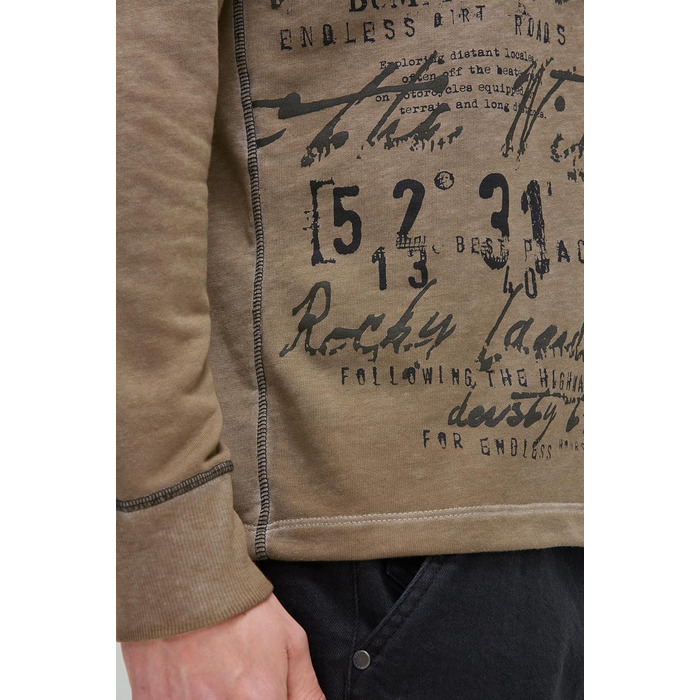 Чоловічий легкий худі Camp David з ефектом вигорання та малюнком (Стандарт, S, Бежевий)