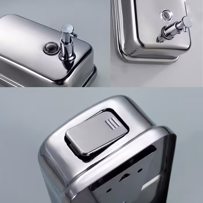 Modern Hand Soap Dispenser, Wall-Mounted Soap Dispenser Stainless Steel for Bathroom, 500 ml Manual Soap Dispenser, Liquid Soap Pump for Kitchen Polished