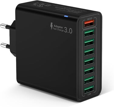 Мережевий адаптер USB з 8 портами та 33W, для iPhone, iPad, Android. Білий