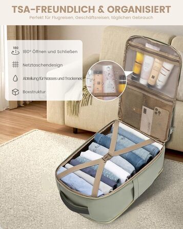 LOVEVOOK Рюкзак ручної поклажі, 17.3 дюйма, водонепроникний, 40L, для подорожей та бізнесу, рюкзак для жінок - Оливковий, Бежевий