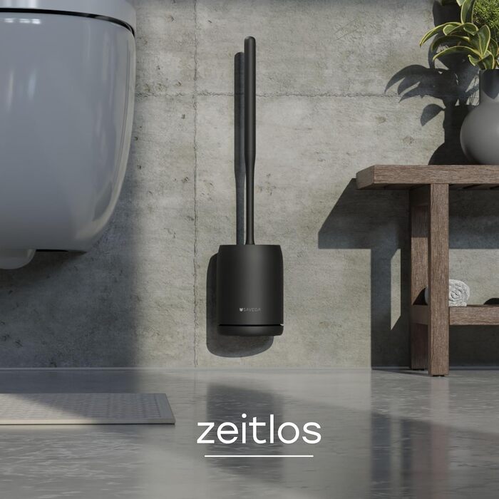 Силіконова щітка для унітазу на стіну – щітка для туалету без свердління, набір – щітка для унітазу з тримачем (чорний)