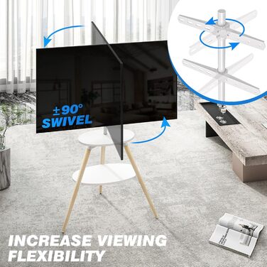 Підставка для телевізора 5Rcom Weiß з 2 полицями 32-65 дюймів, дерев'яна, поворотна, регульована по висоті, VESA 400x400, до 40 кг