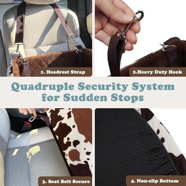 Автокрісло для собак iPetba - безпечне та зручне автокрісло для маленьких собак, захист від зіткнень, антиковзаюча поверхня, захист салону авто, знімне та миється, зелено-коричневе