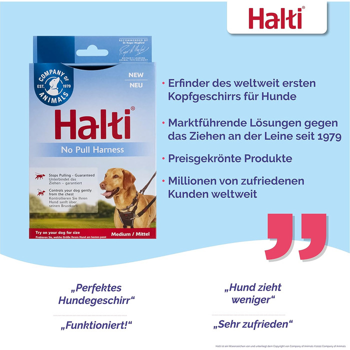 Нашийник для собак HATI No Pu Anti-Zug, великий розмір - запобігає потягування, відбиваючий матеріал, зручне регулювання (Чорний, M)