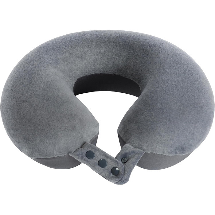 Подушка для шиї з піною з пам'яті, зручна та легка, для подорожей (літак, авто, поїзд, автобус), з чохлом (сіра)