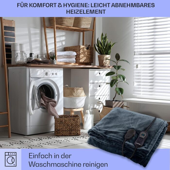 Електрична ковдра Klarstein XL з підігрівом, 120 Вт, з автовимкненням, 180x130 см, антрацит