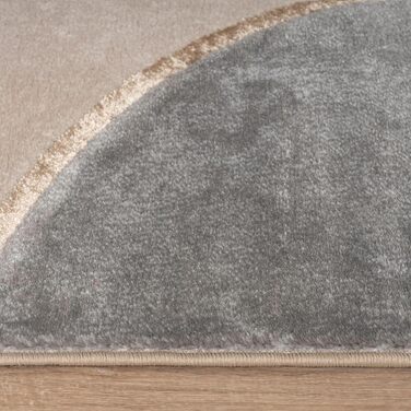 Килимок для вітальні TT Home з коротким ворсом, геометричний дизайн, абстрактний стиль, сірий та темно-кремовий, 80x150 см