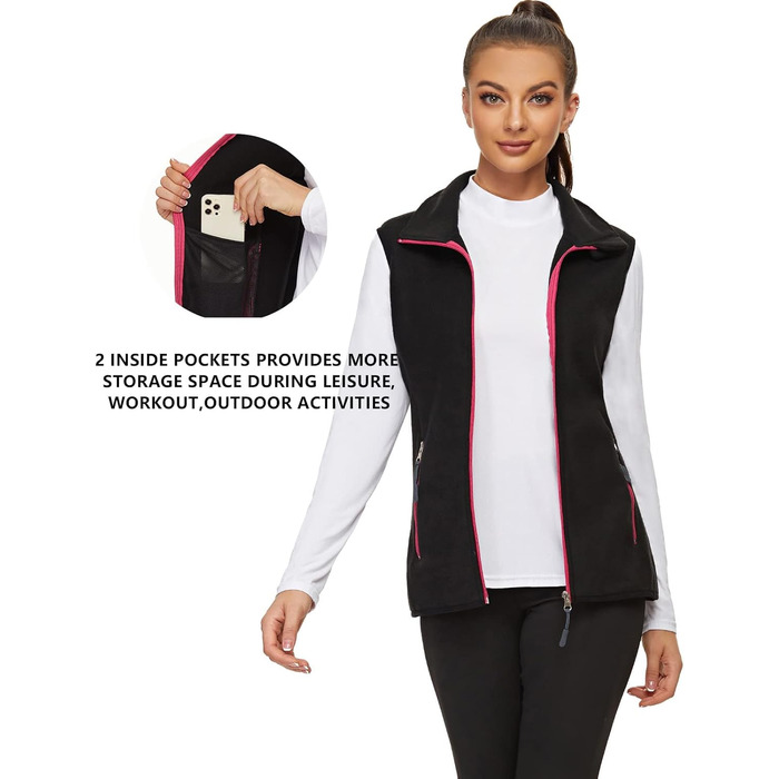 Жіноча флісова жилетка Soneven для активного відпочинку: біг, походи, їзда верхи. Легка, тепла, вітрозахисна, з блискавкою. Чорний колір, розмір M.