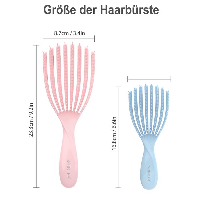 Щітка для кучерявого волосся: розплутування, розгладження, для мокрого та сухого волосся, зменшення пошкоджень, для жінок, чоловіків, дітей (Рожевий/Блакитний)