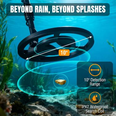 Металошукач Raddy MD120A Profi для дорослих: високоточний детектор золота з 4 режимами, водонепроникна котушка IPX7 10', LCD-дисплей, навушники, сумка та лопатка для пошуку скарбів