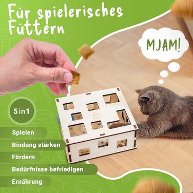 Interactive cat toy for self-entertainment and playing together | Can be combined with treats & own toys [NATURAL PRODUCT] Puzzle Box