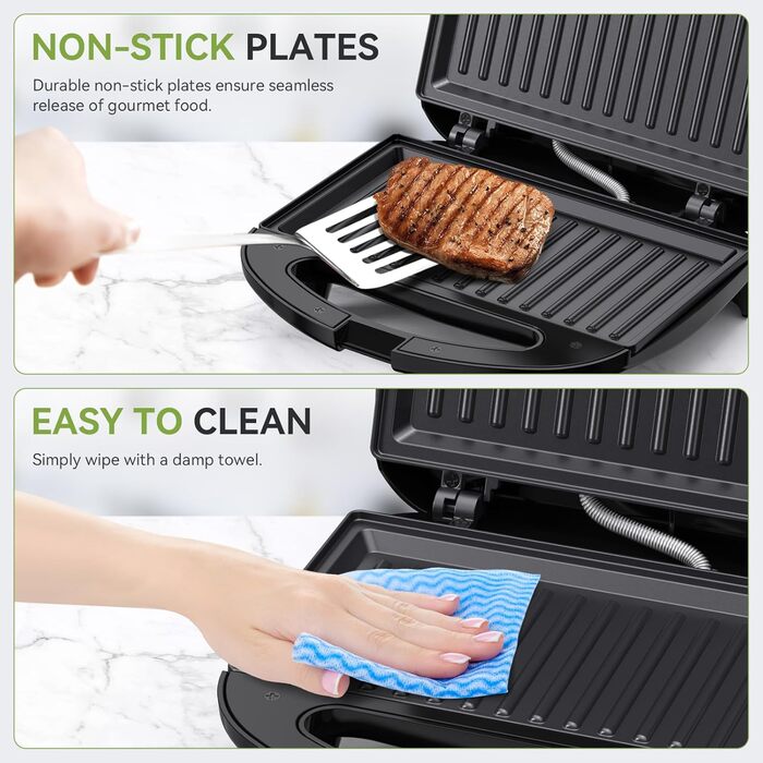 Вафельниця Snailar 750W з антипригарним покриттям, 2 вафельні пластини, для приготування бельгійських вафель