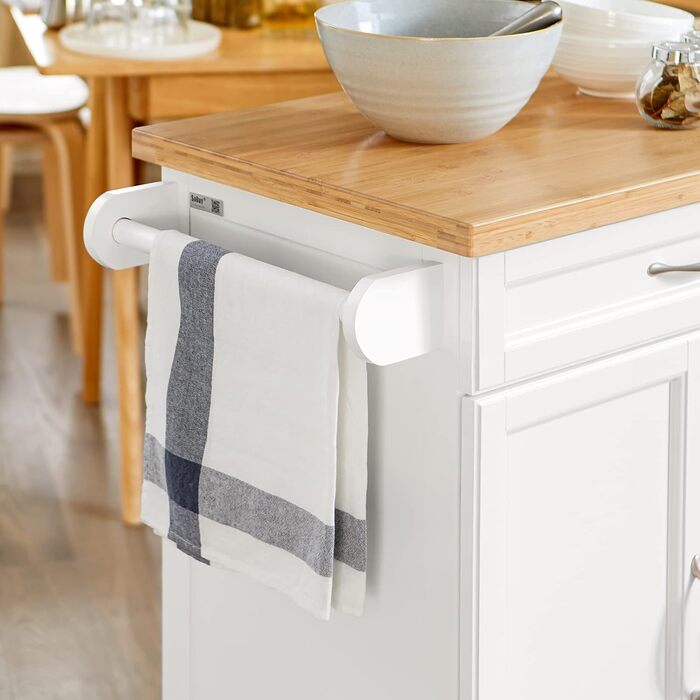 SoBuy Kitchen Trolley with Wheels - Kitchen Island with Countertop, Rolling Cart