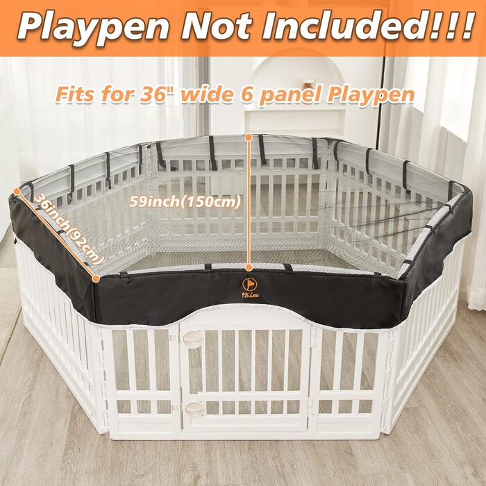 Клітка-загон для собак PJYuCien, 8 панелей, 61 см, для дому, з підлогою, металева, складана, для цуценят, тренувальний загін, чорна