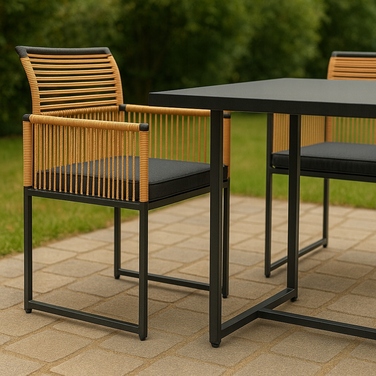 Комплект садових меблів ExitoDesign з металу, чорний, 3 предмети