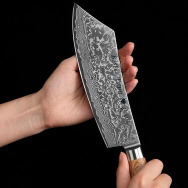 Ніж кухарський Wakoli EDIB Pro Damast BBQ & Blockmesser 20 см з лезом з 67 шарів дамаської сталі (VG10) з ергономічною ручкою для м'яса, грилю та смаження. У подарунковій коробці з можливістю гравіювання.