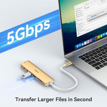 MOKiN USB-C хаб 6 в 1: HDMI 4K, 2xUSB 3.0, USB 2.0, SD/MicroSD, для MacBook, XPS та інших пристроїв