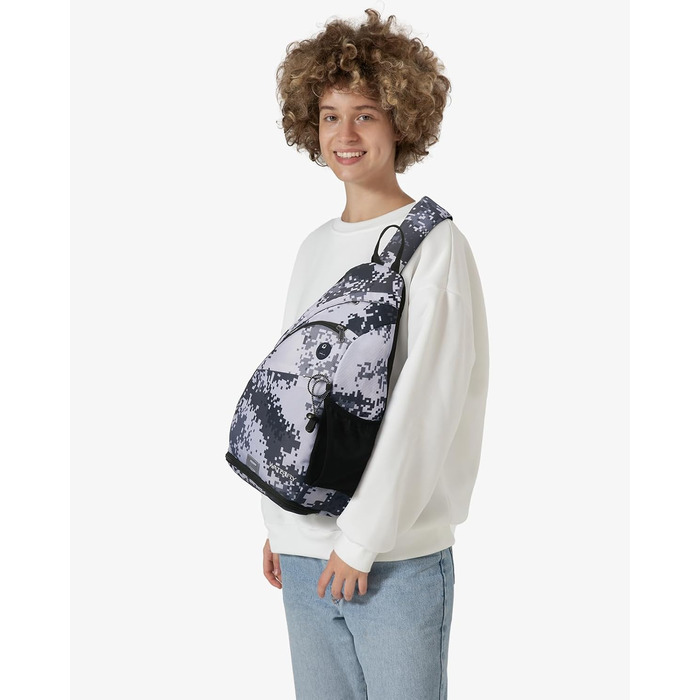 Сумка через плече WATERFLY: рюкзак-слінг для туризму, велоспорту та подорожей (Tarnweiß)