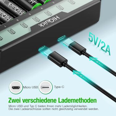 Зарядний пристрій HiQuick для акумуляторів AA, AAA, NI-MH, NI-CD з LCD дисплеєм, 8 місць, універсальний