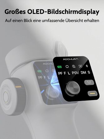 Стабілізатор гіроскоп AOCCHUAN Smart V8 з 7.8-дюймовою штангою, AI-трекінг, OLED-дисплей, кнопка зйомки (Чорний)