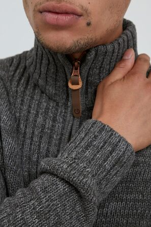 Чоловічий кардиган SDPomeroy з грубого в'язання, 100% бавовна, з накладним коміром та блискавкою, Regular fit, Темно-сірий (2890)