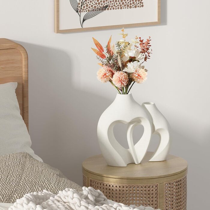Керамічні вази у формі серця, 2 шт. Матові вази для декору столу, весілля, їдальні, вітальні, офісу, дому