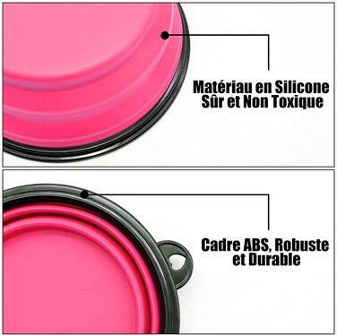 Складні миски для собак та котів SLSON (2 шт.) – 1000 мл, оранжевий та рожевий кольори