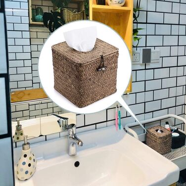 Rectangular tissue box made of seagrass for household use, decorative woven paper holder, coffee table, 68 x 30 x 22 cm